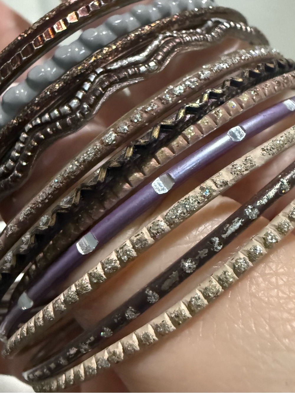 Mixed Boho Bangle Bracelet Set • Neutral Tones • Stackable • Boutique Style